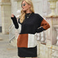 Color Block Round Neck Dropped Shoulder Sweater
