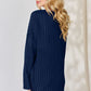Basic Bae Full Size Ribbed Half Button Long Sleeve High-Low T-Shirt