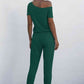 Asymmetrical Neck Tied Jumpsuit with Pockets