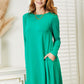 Zenana Full Size Teal Long Sleeve Flare Dress with Pockets