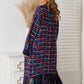 Multicolor Fringe Hem Open Front Cardigan