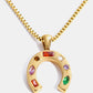 Inlaid Zircon Pendant Stainless Steel Necklace