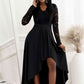 Full Size Lace High-Low V-Neck Dress
