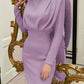 Ruched Turtleneck Long Sleeve Dress