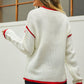 Hannah&Mea Round Neck Long Sleeve Waffle-Knit Sweater