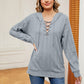 Full Size Lace-Up Long Sleeve Hoodie