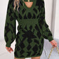 Hannah Contrast Round Neck Cutout Long Sleeve Mini Sweater Dress