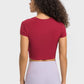 Women's Round Neck Short Sleeve Cropped Sports T-Shirt