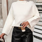 Mock Neck Dropped Shoulder Pullover Sweater