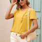 Frill Round Neck Short Sleeve Blouse