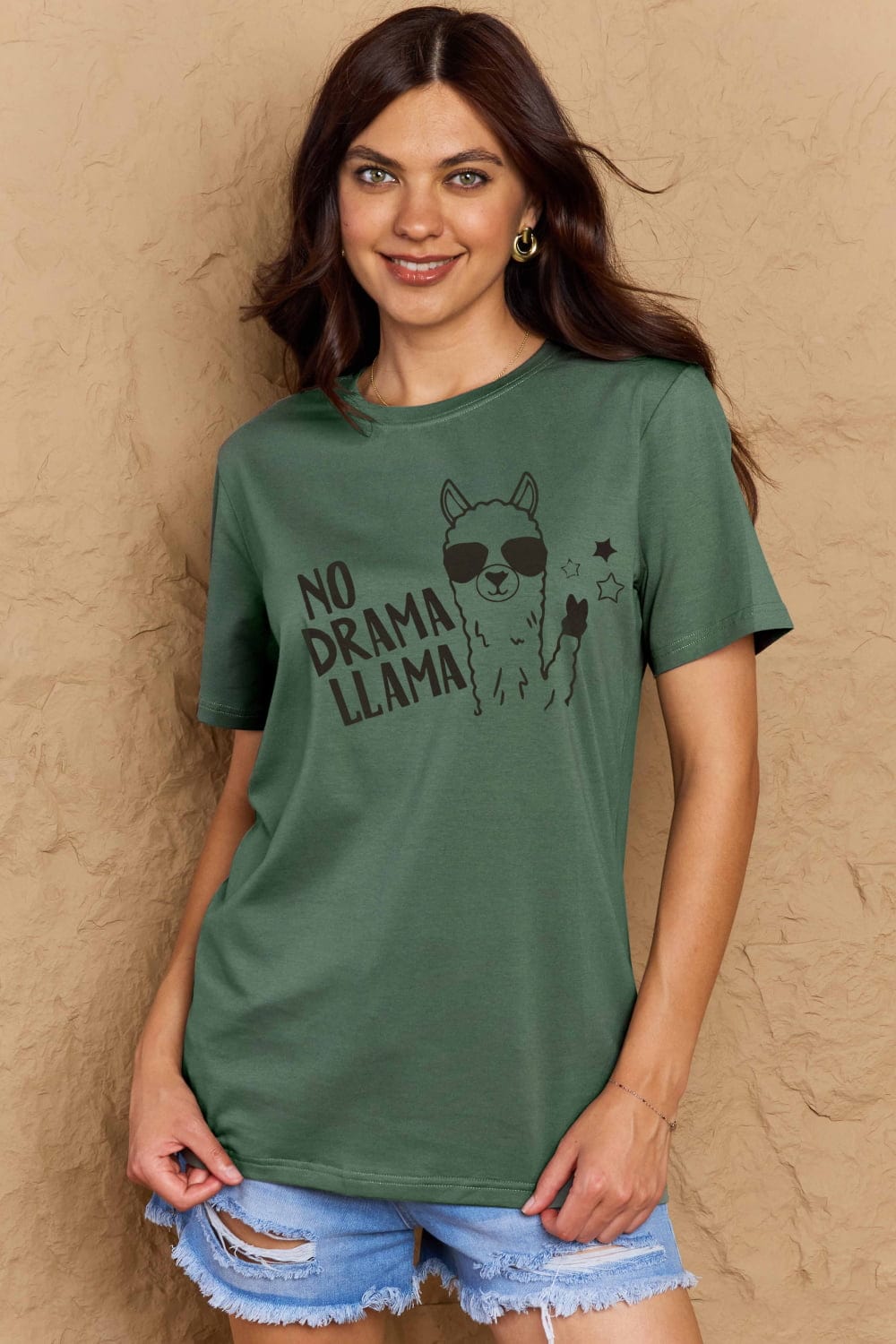 Malibu Dreams Simply Love Full Size NO DRAMA LLAMA Graphic Cotton Tee