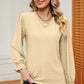 Eyelet V-Neck Flounce Sleeve T-Shirt