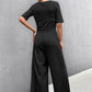 Women's Scoop Neck Half Sleeve Wide Leg Jumpsuit