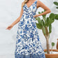 Printed V-Neck Wide Strap Dress