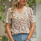 Floral V-Neck Short Sleeve T-Shirt