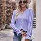 Pretty Purples Eyelet V-Neck Flounce Sleeve Blouse