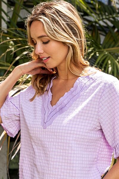 BiBi V-Neck Short Sleeve Blouse *