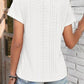 Eyelet V-Neck Short Sleeve T-Shirt