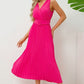 Surplice Sleeveless Midi Pleated Dress