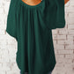 Gathered Detail Notched Neck Flutter Sleeve Top