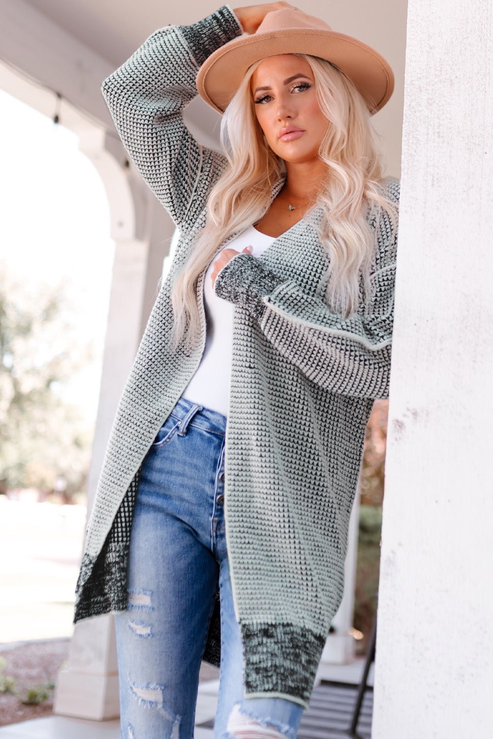 Women's Heathered Open Front Longline Cardigan