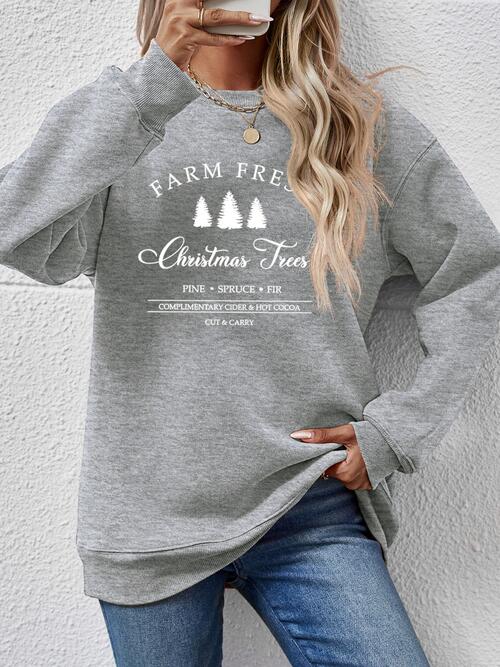 CHRISTMAS Graphic Round Neck Dropped Shoulder Sweatshirt