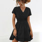 Ruffled Smocked V-Neck Tiered Dress