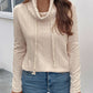 Beige Tied Mock Neck Long Sleeve Knit Top