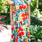 Women's Floral Notched Balloon Sleeve Midi Dress