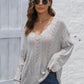One Size Openwork V-Neck Sweater