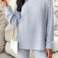 Ribbed Round Neck Dropped Shoulder Top and Shorts Set