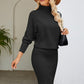 Ribbed Mock Neck Long Sleeve Dress