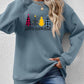 Round Neck Christmas Themed Graphic Long Sleeve Sweatshirt