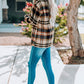 Plaid Button Front Shirt Jacket with Breast Pockets