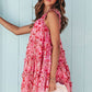 Shainea Printed Square Neck Sleeveless Mini Dress