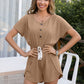 Amia Alora Decorative Button Round Neck Short Sleeve Romper