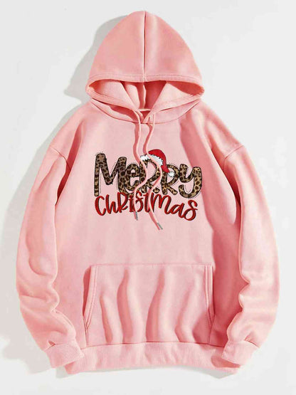 Full Size MERRY CHRISTMAS Graphic Drawstring Hoodie