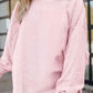 Ribbed Round Neck Drop Shoulder Sweatshirt
