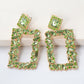 Square Shape Glass Stone Dangle Earrings