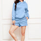 Drop Shoulder Long Sleeve Hoodie and Shorts Set