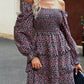 Smocked Flounce Sleeve Ruffled Dress
