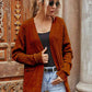 Ribbed Open Front Long Sleeve Cardigan with Pockets