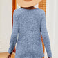 Eyelet Ribbed Round Neck Long Sleeve T-Shirt