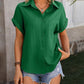 Textured Button Up Cap Sleeve Shirt