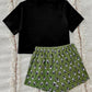 Women's Graphic Tee and Panda Print Shorts Lounge Set