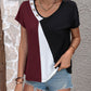 Women's Bryony Color Block Decorative Button V-Neck Tee