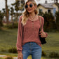 Full Size Round Neck Button-Down Long Sleeve Tee