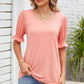 Smocked Square Neck Short Sleeve T-Shirt