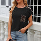 Leopard Round Neck Cap Sleeve T-Shirt