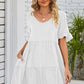 SO BOHO Full Size V-Neck Flounce Sleeve Tiered Dress